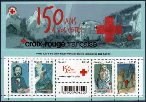 timbre N° F4910, La Croix Rouge française a 150 ans
