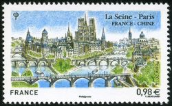 timbre N° 4848, Fleuve et capitale (La Seine Paris France)