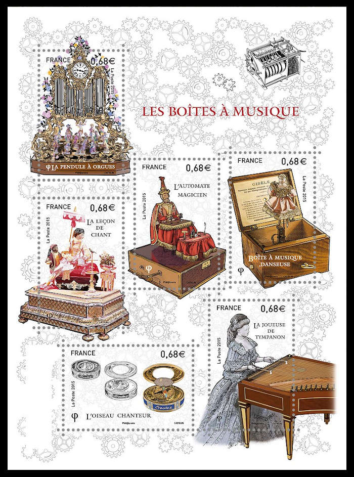 timbre N° F4993, Les boites à musique et automates