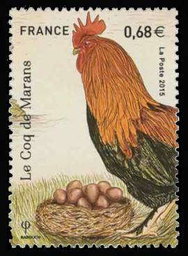 timbre N° 5010, Les coqs de France