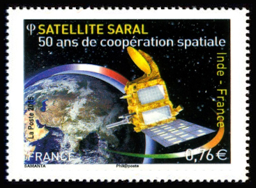 timbre N° 4945, Emission commune France-Inde, 50 ans de coopération spaciale Satellite Saral