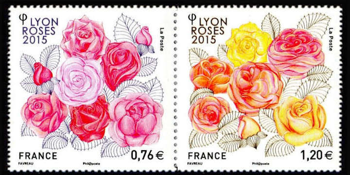 timbre N° 4957/4958, Lyon roses 2015