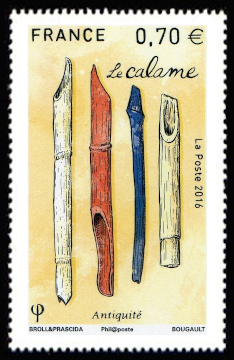timbre N° 5099, L'histoire des plumes d'écriture - Le calame