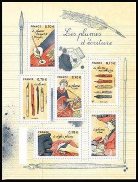 timbre N° F5098, L'histoire des plumes d'écriture