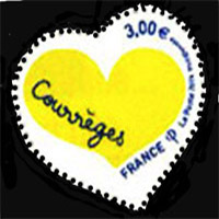 timbre N° 5050D, Coeur Courrèges, coeur jaune
