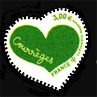 timbre N° 5050C, Coeur Courrèges, coeur vert