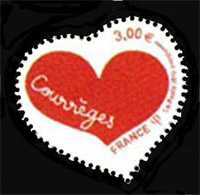 timbre N° 5050F, Coeur Courrèges, coeur orange