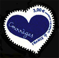 timbre N° 5050E, Coeur Courrèges, coeur bleu