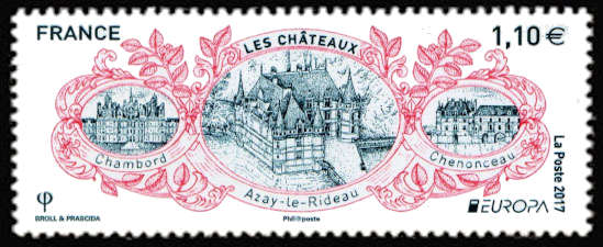 timbre N° 5143, Europa Les châteaux de la Loire - Chambord - Azay-le-Rideau - Chenonceau