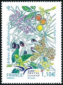 timbre N° 5164, EUROMED POSTAL Arbres de Méditerranée