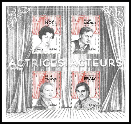 timbre N° F5174, Actrices et acteurs ( Magali Noël, Odile Versois, Jean-Claude Brialy et Bruno Crémer )