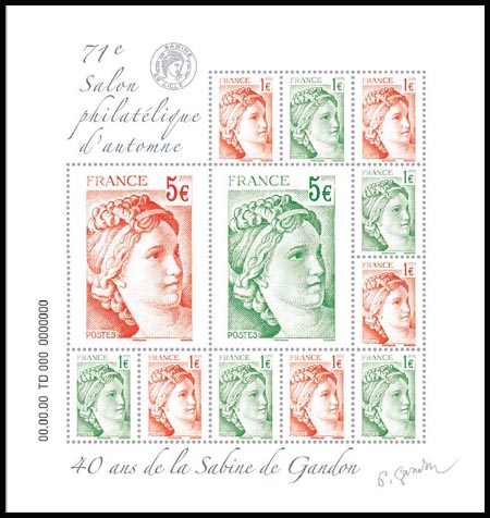 timbre N° F5179, 71e  Salon Philatélique d'Automne,  40 ans de la Sabine de Gandon