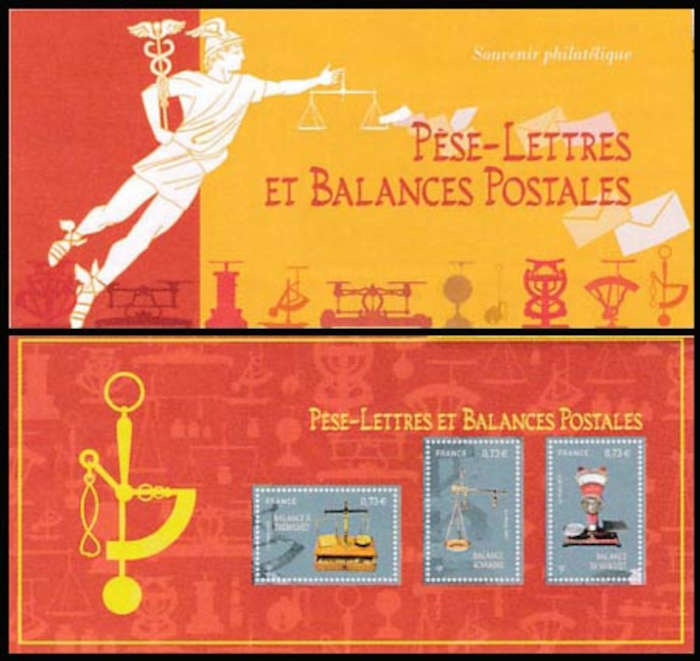 timbre Bloc souvenir N° 140 et N° 140A, Pése-lettres et balances postales 