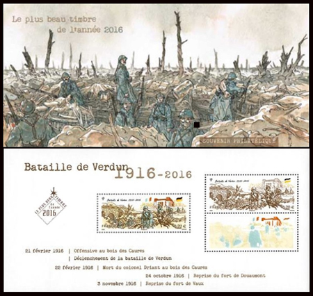 timbre N° 141, Le plus beau timbre de 2016 - La Bataille de Verdun 1916 2016 -