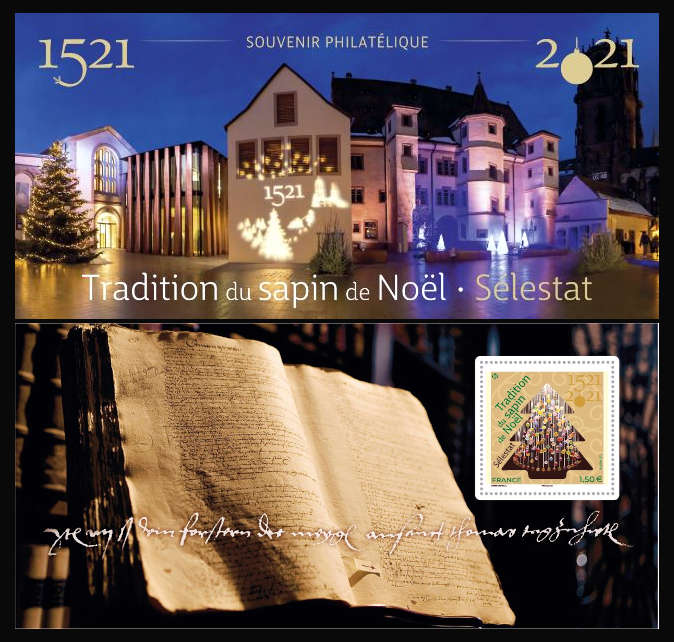 timbre N° 185, 1521 Tradition du sapin de Noël – Sélestat 2021