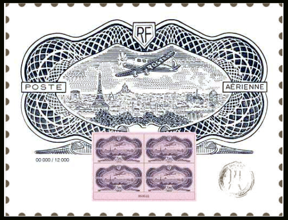  Affiche salon Philex « BURELÉ » <br>La Poste émet une nouvelle affiche, «Burelé», numérotée et datée, comprenant 4 timbres originaux spécialement émis pour Paris Philex, réalisés d'après le timbre de 1936.