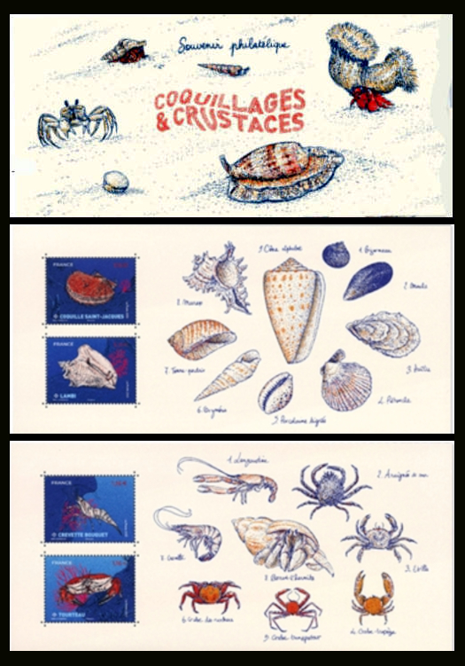 timbre N° 190, Coquillages et crustacés