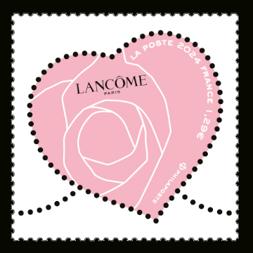  Cœur St Valentin <br>Lancôme - timbre provenant de la feuille de  timbres