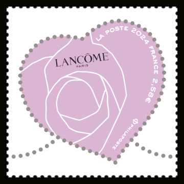  Cœur St Valentin <br>Lancôme - timbre provenant de la feuille de  timbres