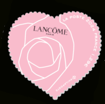  Cœur St Valentin <br>Lancôme - timbre issu du bloc