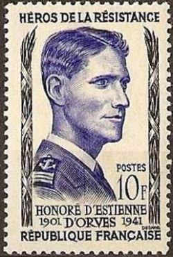 timbre N° 1101, Honoré d'Estienne d'Orves ( timbre N° 1101 de 1957 )