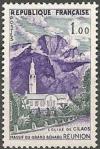 timbre N° 1241, Massif du grand Bénard et église de Cilaos à la Réunion