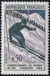 timbre N° 1327, Championnats du monde de ski à Chamonix