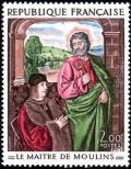 timbre N° 1732, Le Maître de Moulins, Pierre de Bourbon présenté par Saint Pierre