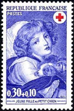  Croix rouge <br>Greuze «Jeune Fille au petit Chien»