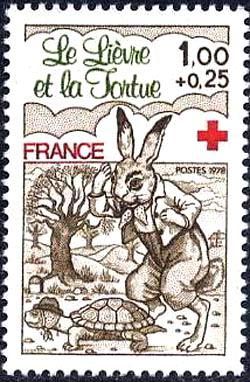  Croix rouge <br>Le Lièvre et la tortue - fable de Jean de La Fontaine