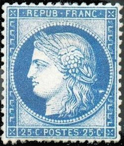  Cérès 25c bleu dentelé <br>Cérès dentelé IIIème République