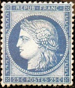  Cérès 25c bleu dentelé <br>Cérès dentelé IIIème République