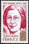 timbre N° 2032A, Simone Weil (1909-1943) philosophe, humaniste, écrivain et militante politique française