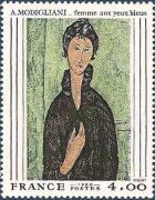 timbre N° 2109, Amedeo Modigliani (1884-1920) « Femme aux yeux bleus »