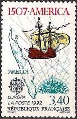  Europa - CEPT <br>1507 - AMERICA (carte mentionnant le mot « AMERICA »)