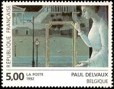  « Le rendez-vous d'Ephèse » détail du tableau de Paul Delvaux artiste belge 