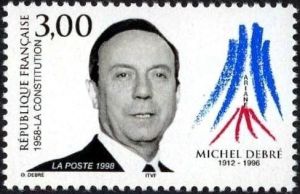 timbre N° 3129, Michel Debré (1912-1996) Premier Ministre de la Vème République il dirigea la rédaction de la Constitution