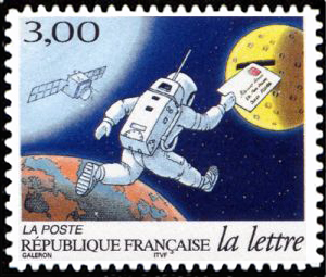  La lettre au fil du temps - Timbre Adhésif - <br>le Cosmonaute