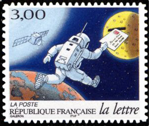  La lettre au fil du temps - Timbre Adhésif - <br>le Cosmonaute