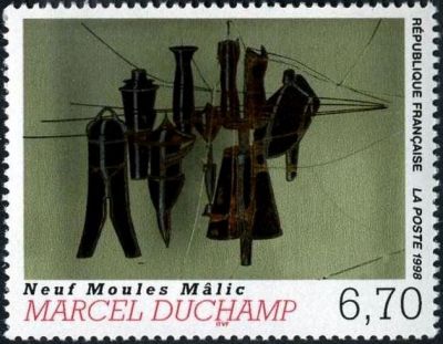 timbre N° 3197, « Neuf Moules Mâlic » oeuvre de Marcel Duchamp