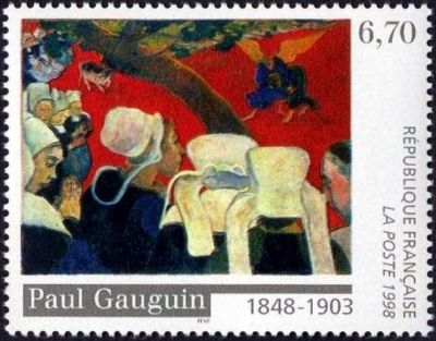 timbre N° 3207, « Vision après le sermon » tableau de Paul Gauguin (1848-1903) peintre 150ème anniversaire de sa naissance