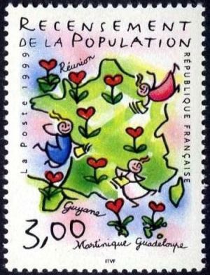 timbre N° 3223, Recensement de la population
