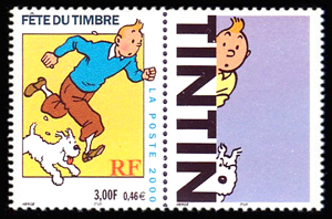  Fête du timbre Tintin et Milou personnages de bande dessinée de Georges Remi dit Hergé 