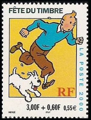 timbre N° 3304, Fête du timbre Tintin et Milou personnages de bande dessinée de Georges Remi dit Hergé