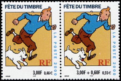 timbre N° P3304A, Fête du timbre Tintin et Milou personnages de bande dessinée de Georges Remi dit Hergé