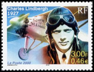 timbre N° 3316, Charles Lindbergh 1ère traversée sans escale de l'Atlantique