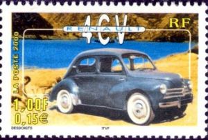 timbre N° 3319, Collection jeunesse - Série voitures anciennes - 4 CV Renault