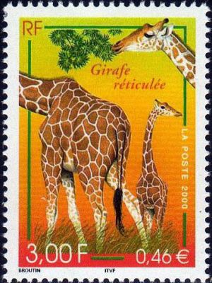 timbre N° 3333, Faune et Flore de France -  Girafe réticulée