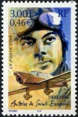timbre N° 3337, Antoine de Saint-Exupéry (1900-1944) écrivain, poète, aviateur et reporter français.