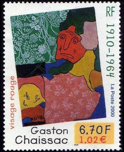 timbre N° 3350, Gaston Chaissac : tableau « Visage rouge »